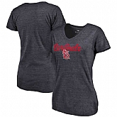 Women's St. Louis Cardinals Freehand V Neck Slim Fit Tri Blend T-Shirt Navy FengYun,baseball caps,new era cap wholesale,wholesale hats